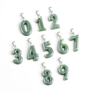 Pendentif en jadéite naturelle avec chiffres arabes, vert pois, en argent S925, unisexe, design original, cadeau avec certificat d'évaluation 123 - Product Image 1