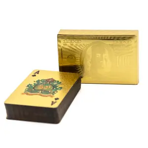 O costume de alta qualidade imprimiu o cartão impermeável mágico do pôquer do entretenimento do pôquer do casino da folha do ouro do cartão do PVC