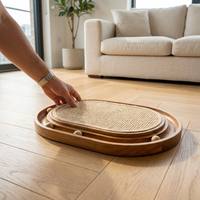 Jouet interactif de luxe 2-en-1 en bois avec boule et griffoir pour chat, idéal pour l'exercice et le jeu des chatons d'intérieur