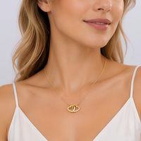 Collier pendentif cœur entrelacé en zircon cubique romantique, laiton plaqué or 18 carats, bijoux pour femme, cadeau d'anniversaire, cadeau d'amour