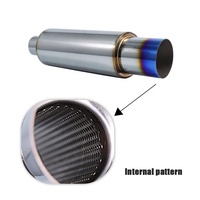 Knalpot Lurus Otomatis Stainless Steel Biru Terbakar Peredam Suara 2.5 inci Inlet 3 inci Outlet Knalpot Balap Lurus untuk Mobil Universal