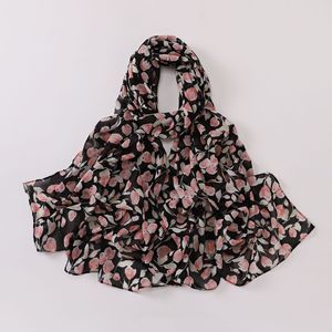 Bufanda de gasa con estampado de alta calidad BSBH, bufanda <span class=keywords><strong>Hijab</strong></span> de gasa con logotipo personalizado, bufanda Vintage con flores, chal largo para mujer - Product Image 6