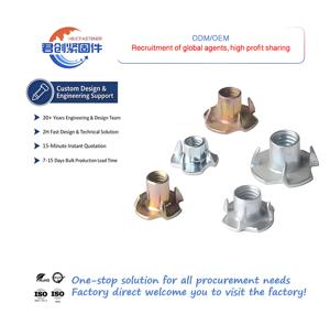 Porca de Inserção para Madeira em Formato de Garra M3-M12, Espessada, Zincada, CLASSE 4, Corpo Redondo, Fabricante - Product Image 1