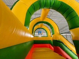 Ngoài trời trong nhà thổi lên khô trượt nước thương mại Inflatable sân chơi cầu vồng slide với leo tường cho mùa hè bên - Product Image 5