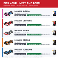 Voiture de course à blocs de construction FORMULA, échelle 1:18, 5 couleurs, 10 styles, 457-524 pièces, kit de modèle DIY avec podium, cadeau pour enfants de 6 ans et plus