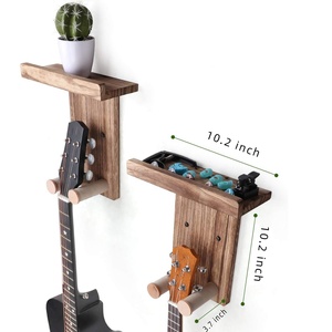Lot de 2 supports muraux durables en fer rustique pour guitare, étagère porte-plectrums, crochet mural en <span class=keywords><strong>bois</strong></span> pour guitares acoustiques/électriques/basses/ukulélés - Product Image 6