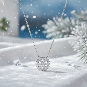 Pendentif en zircon transparent à motif flocon de neige, bijoux en argent sterling 925 faits à la main en Turquie, vente en gros - Product Image 3