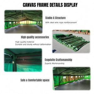 Custom Double Fly Metal A-<b>Frame</b> 100 Seater Large Army-green <b>Canvas</b> Four-season Tube Type One Bedroom Water Resistant Camping - Product Image 4