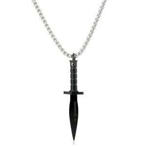 Yunnique – collier avec pendentif poignard en acier inoxydable pour hommes, couleur or, chaîne de 60cm, bijoux de mode de Style Punk - Product Image 3