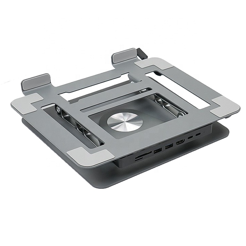 Adjustable Laptop Stand 360 Rotating With Usb Type c Hub 8 in 1 Usb Hub Multi Function Adapter
