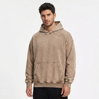 Hoodie Katun Tebal 300g Retro-washed Saku Longgar Vintage Streetwear Gaya Eropa Amerika Kustom