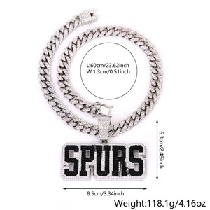 สร้อยคอจี้รูปถ้วยแชมป์ San Antonio Spurs สุดฮิต ดีไซน์หรูหรา สไตล์ฮิปฮอป ชุบทอง/เงิน ประดับเพชรโมอิสซาไนต์ พร้อมสายคิวบา - Product Image 5