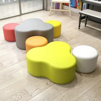 Ensemble de canapé et tabourets de bureau modulaires en tissu durable avec structure en bois - Mobilier commercial sectionnel moderne haute densité pour salon et chambre