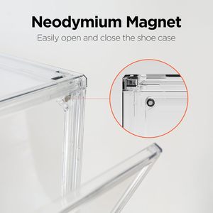 Transparent PP <b>Plastic</b> Glossy Magnetic Foldable Rectangle Multi-use Shoe Storage <b>Container</b> with Drop Side Open Door for Sneakers - Product Image 4