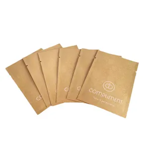 Échantillon de paquets de papier biodégradable Masque en poudre libre Crème pour le visage Fond de teint liquide Emballage cosmétique Petits sachets en papier kraft