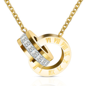 Elegante Collar de Acero de Titanio con Números Romanos de 13 mm, Acero Dorado Rosa, Joyería para Uso Diario, Regalo - Product Image 3