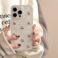 Étui de téléphone portable en TPU tridimensionnel Cherry Drop Glue pour femme compatible avec pour iPhone 17 16 15 14 13 Pro Max