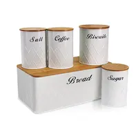 Küche Metall Brot behälter Set Kanister Sets mit Brot Box Laib Gebäck Backwaren Aufbewahrung sbox Kanister Metall Brot behälter Set