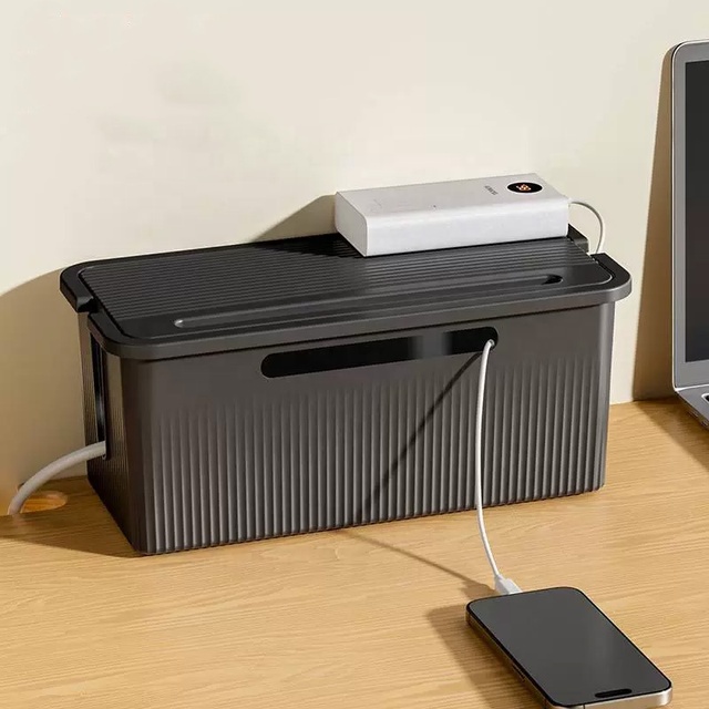 Customized Plastic Cable Organizer Desktop Storage Box for Extension Cord Data Cable