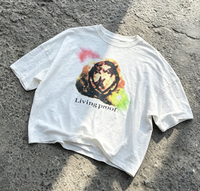 T-shirt court personnalisé Y2K vintage streetwear pour homme, coupe ample, 100 % coton, imprimé graphique psychédélique multicolore, ourlet brut