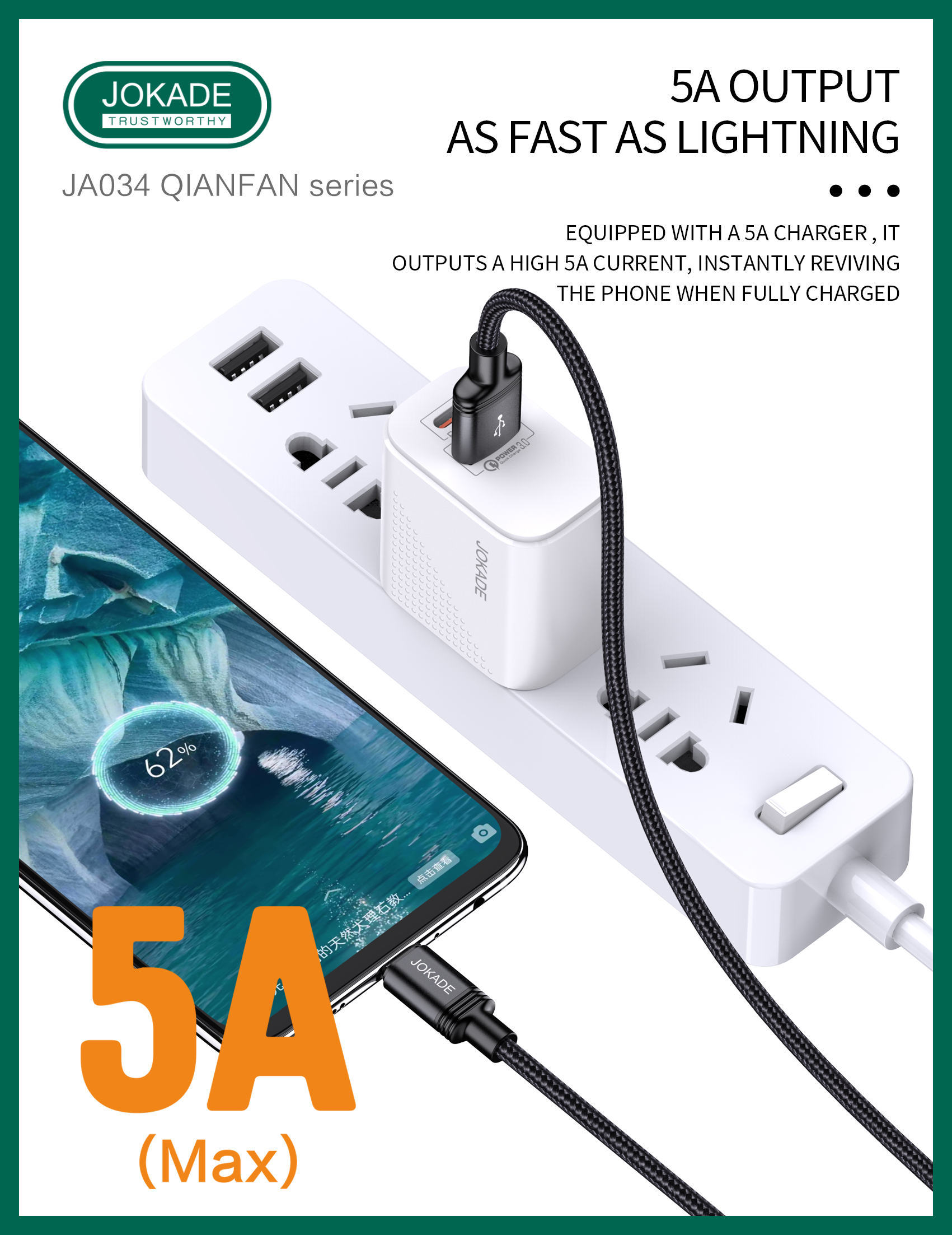 JOKADE JA034 Smart Charging Data Cable - 1m Micro USB