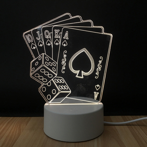 <span class=keywords><strong>3D</strong></span> lámpara LED de luz de la noche de Poker dados forma 1 Color interruptor de botón de escritorio de la tabla de la lámpara de - Product Image 1