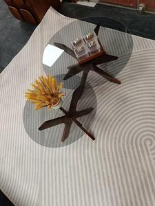 Hanyee 2025 Chữ Thập Gỗ Cơ Sở Đồ Nội Thất Nhà Vòng Bàn Ăn Phong Cách Tempered Glass Mới Đến Giá Rẻ Hiện Đại Biểu Tượng Tùy Chỉnh - Product Image 2