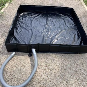 Foldable Square PVC Water Tank 104x104x13cm With Hose For Outdoor Use <b>Storage</b> Washing <b>Shower</b> Pool - Product Image 1