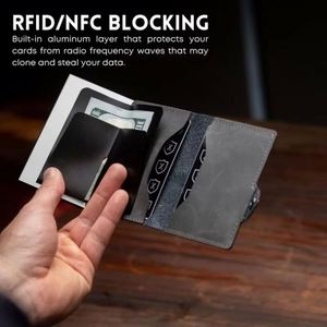 Si105 Customized Logo Leather Credit Rfid Wallet Pop up Business Id Aluminum Name <b>Card</b> <b>Binder</b> Holder - Product Image 3