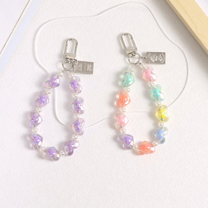 Porte-clés en alliage acrylique multicolore en forme de cœur, style tressé simple, pour clés de voiture, breloque de sac, pendentif, nouveauté populaire, vente chaude - Product Image 4