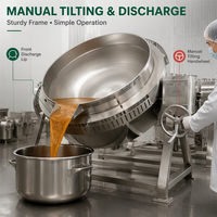 Bouilloire de cuisson industrielle 500 litres à confiture automatique inclinable gaz vapeur chauffage électrique chemisé pot mélangeur noyau moteur pompe