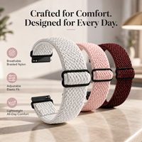 Correa de Reloj de Nailon Elástica con Patrón de Ondas Ouruoxi de 20 mm y 22 mm para Huawei GT3 W, Correa de Repuesto Elástica con Hebilla