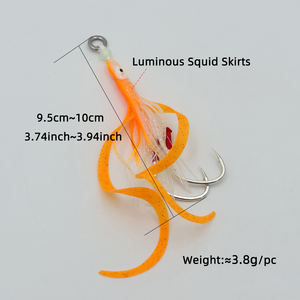 Weicher Tintenfisch-Köder für Slow Jigging mit 2 Assist-Haken, Leuchtender Kunstköder für das Salzwasserangeln in Rosa, Weiß, Orange - Product Image 3