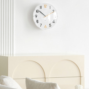Wozoom Wall <b>Clock</b> 32cm Round <b>Battery</b> Powered Jumping Seconds Movement Modern Cream Style Living Room Decor - Product Image 4