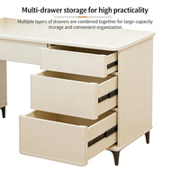 Bureau d'étude moderne et robuste pour enfants, blanc, avec tiroirs de rangement, plateau en verre trempé, poste de travail durable pour ordinateur portable et étagère à livres pour la maison et le bureau