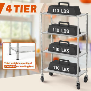 크롬 4 선반 선반 장치 및 선반 라이너 조절 가능한 마텔 와이어 선반 유닛 랙 - Product Image 2