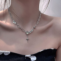 Collier ras du cou en acier titane, bijoux de mode Y2K, style Sweet Cool Girl, avec pierre de lune et étoile