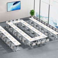 Table de conférence pliante multifonctionnelle en bois - Design long, détachable et personnalisable pour salles de formation et de réunion