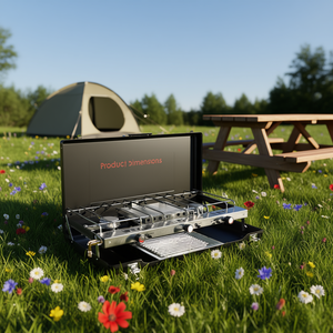 CJLY244776101AZ Estufa de Gas Portátil de 20000 BTU con 3 Quemadores de Acero Inoxidable Plegable para Cocina al Aire Libre, Camping, RV, Barbacoa - Product Image 2