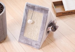 Nuovissimo Sisal peluche gatto gratta e vinci triangolo gatto interattivo <span class=keywords><strong>Scratcher</strong></span> letto 2 in 1 gatto nido graffiare - Product Image 5