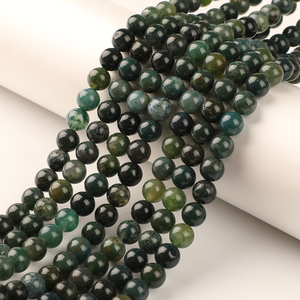 Bán Buôn 4-10Mm Tự Nhiên Moss <span class=keywords><strong>Agate</strong></span> Đá Quý Hạt Cho Đồ Trang Sức Làm Đánh Bóng Vòng Mịn Đá Hạt Cho Vòng Đeo Tay Vòng Cổ - Product Image 3