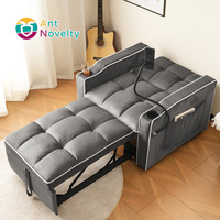 Sofá Cama 3 en 1 Extensible, Diseño Moderno, Patas de Madera, Espuma Ecológica, Portavasos, Silla Reclinable para Espacios Pequeños