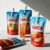 Sachets d'emballage Doypack à bec verseur, personnalisés, imprimés, en plastique laminé barrière, de 150 ml, 200 ml, 300 ml, pour jus, boissons et purées