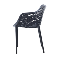 Chaise en plastique noire ajourée avec accoudoirs, empilable, pour extérieur, patio, jardin, bistrot, restaurant