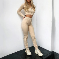Vêtements d'automne décontractés 2 pièces pour femmes Joggers Sweat-shirt à capuche Vêtements pour femmes Ensemble haut et pantalon sexy à manches longues