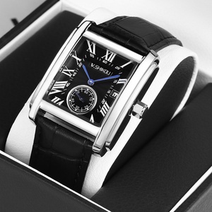 OEM Top Luxury Men's <b>Watch</b> Square Quartz <b>Watch</b> Calendar <b>Case</b> Leather Quartz Movement Waterproof <b>Watch</b> Men's Brand - Product Image 1