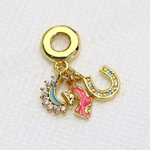 <span class=keywords><strong>Abalorios</strong></span> colgantes de esmalte rosa, chapados en oro, con diseño de avión, pasaporte, casa, mariposa y dientes, de orificio grande, de la serie de viaje y vacaciones - Product Image 6