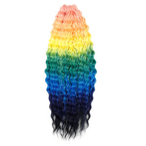 22 pouces 300g <span class=keywords><strong>ARIEL</strong></span> pour Ombre arc-en-ciel couleur Crochet Extensions vague d'eau tressage lâche boucle profonde haute température Fiber haute - Product Image 5