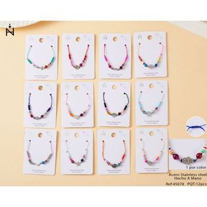 Bracciale con 8 perline in acciaio inossidabile, gioielli alla moda multicolori per donna - Product Image 1