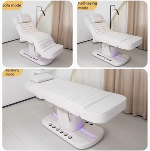 Lit de massage électrique moderne à 3 moteurs, en cuir synthétique PU blanc, réglable, pour salon de beauté, mobilier de salon, hôtel et usage domestique - Product Image 2